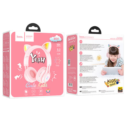 Hoco Cat Ear Bluetooth Headphones for Girls and Kids Ages 3+ W39