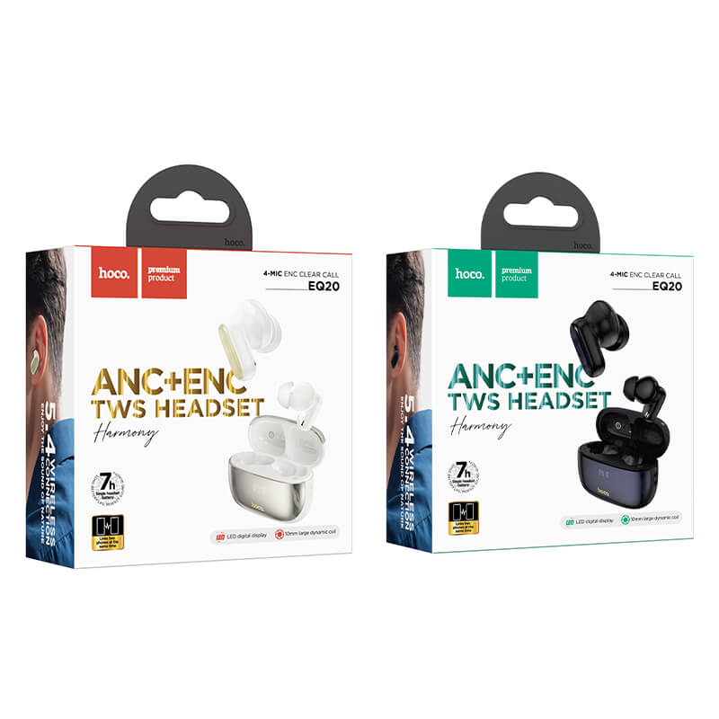 Hoco TWS Earbuds with ANC+ENC 7h Playtime & Battery Display EQ20