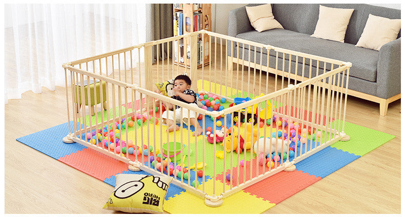 8PC WOODEN BABY PLAYPEN