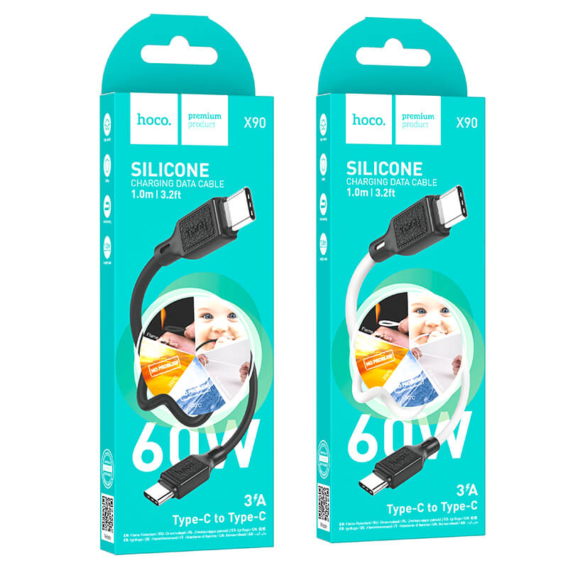 Hoco Cool 60W Silicone Charging Data Cable for Type-C to Type-C X90