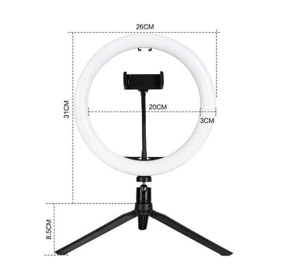 HQ 10 inch(26cm) RGB Selfie Ring Light with Tripod Stand & Phone Holder