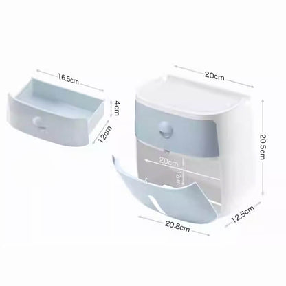 Mobie Dual Layer Bathroom Tissue Holder with Storage Drawer and Top Shelf E1804