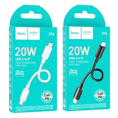 Hoco PVC PD 20W Type-C to Lighting 2.4A Fast Charging Data Cable 25cm X96