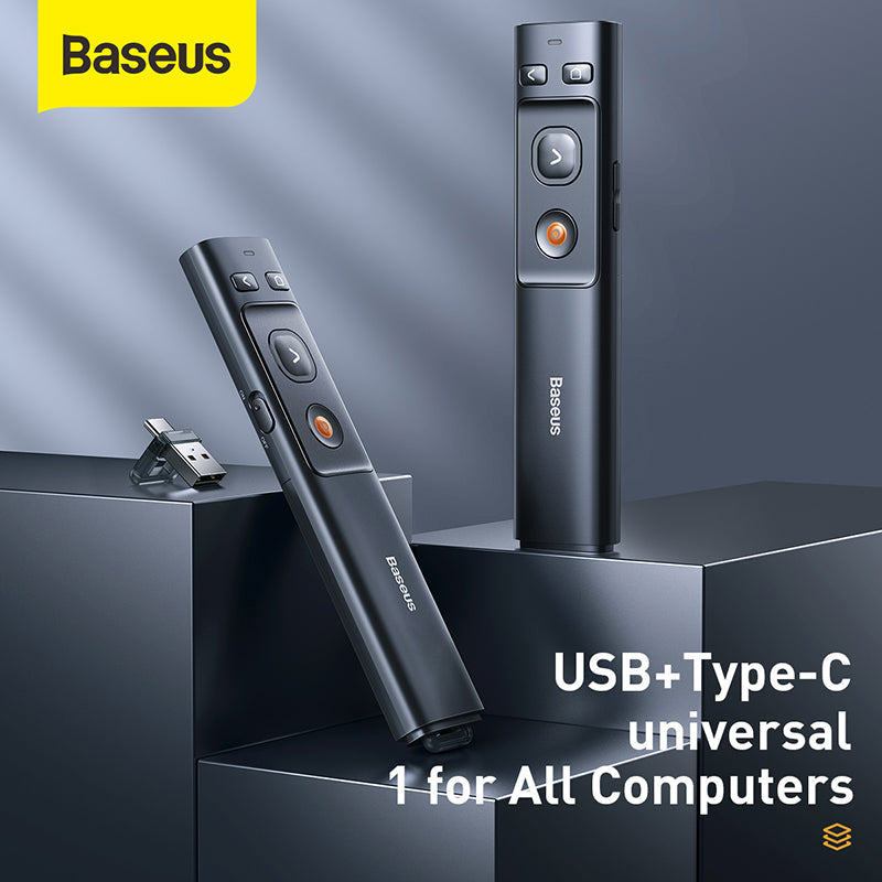 Wireless Presenter with USB-A & USB-C Receiver (Red Laser)