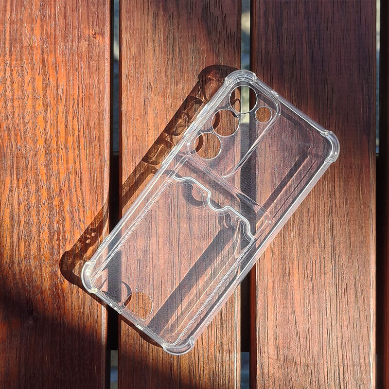 Crystal-Clear Minimalist Wallet Phone Case with Card Holder Compatible with Samsung Galaxy S24 Plus 2024