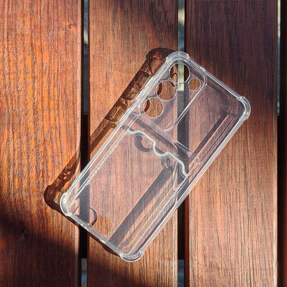 Crystal-Clear Minimalist Wallet Phone Case with Card Holder Compatible with Samsung Galaxy S24 Plus 2024