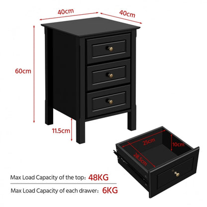 2x Side Table Nightstand End Table 3-drawer Side Table