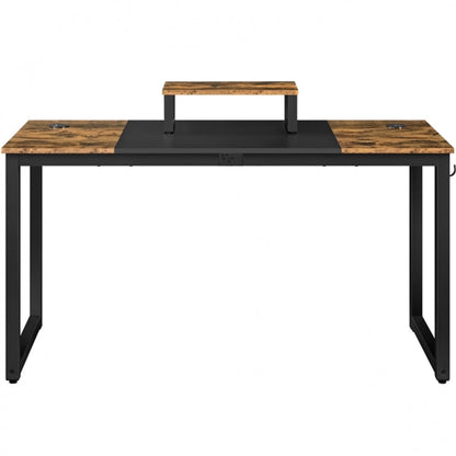 55-inch Large Computer Desk with Movable Monitor Stand