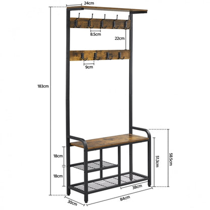 72” H Multifunctional Hall Tree with Bench &amp; Shoe Storage