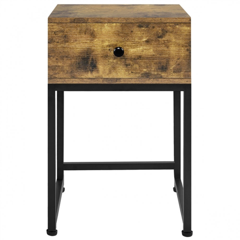 Industrial 1-Drawer Side Table Nightstand