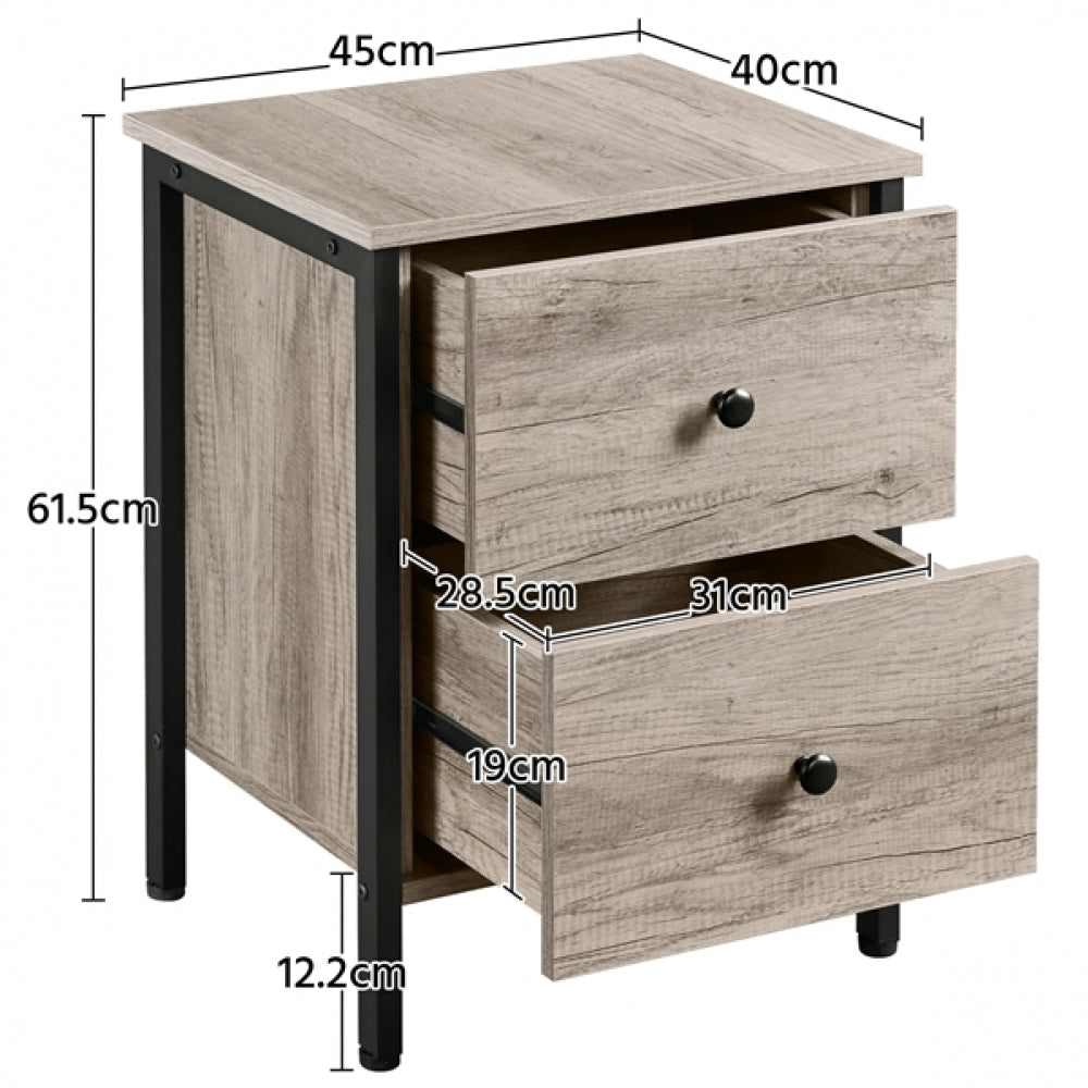 Metal-Framed Side Table with 2 Drawers