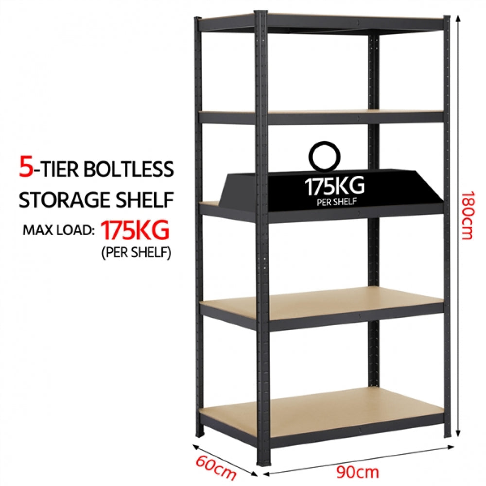 5 Tiers Metal Storage Shelving Adjustable Display Rack Unit