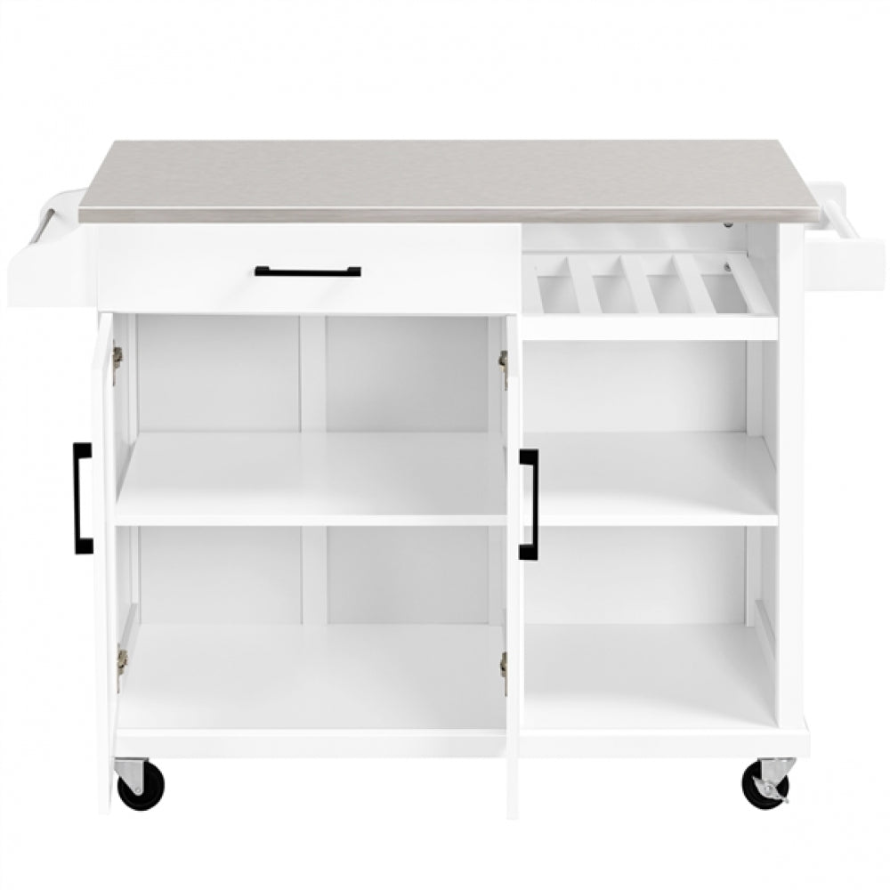 Kitchen Island Cart with Stainless Steel Top & Storage