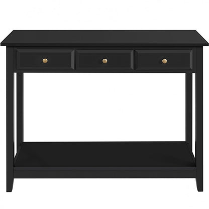 3-Drawer Console Table with Storage Shelf