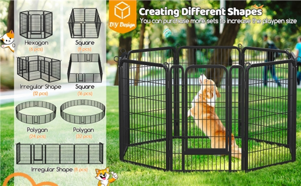 8 Panels Dog Playpen 100cm Tall