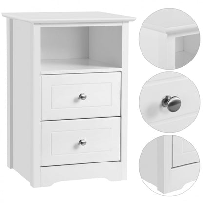 End Table with 2 Drawers and 1 Cubby Side Table Night Stand