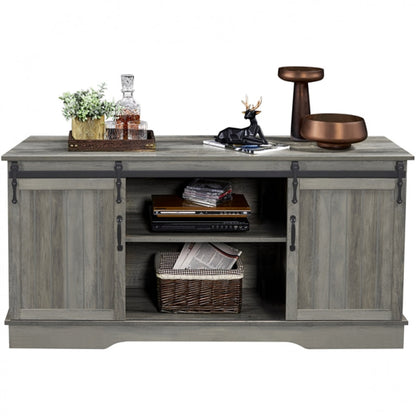 Sliding Barn Door TV Stand Grey Wash TV Cabinet