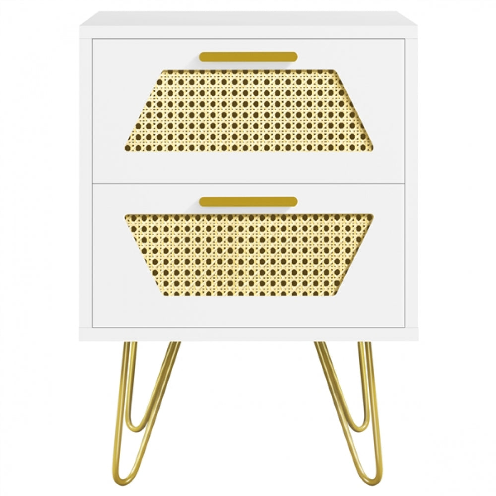 Bohemiane Nightstand Rattan Veneered Bedside Table