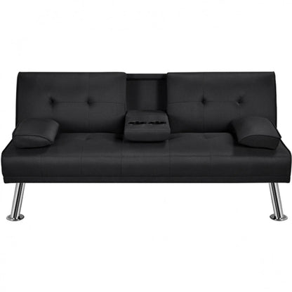 Fabric Upholstered Convertible Futon Sofa Bed