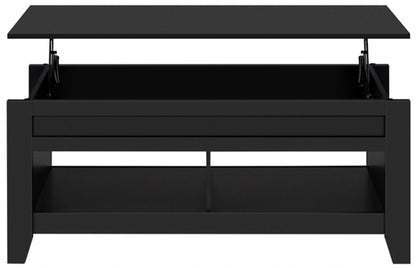 L 120cm Lift Top Coffee Table w/Hidden Compartment & 2 Open Shelves