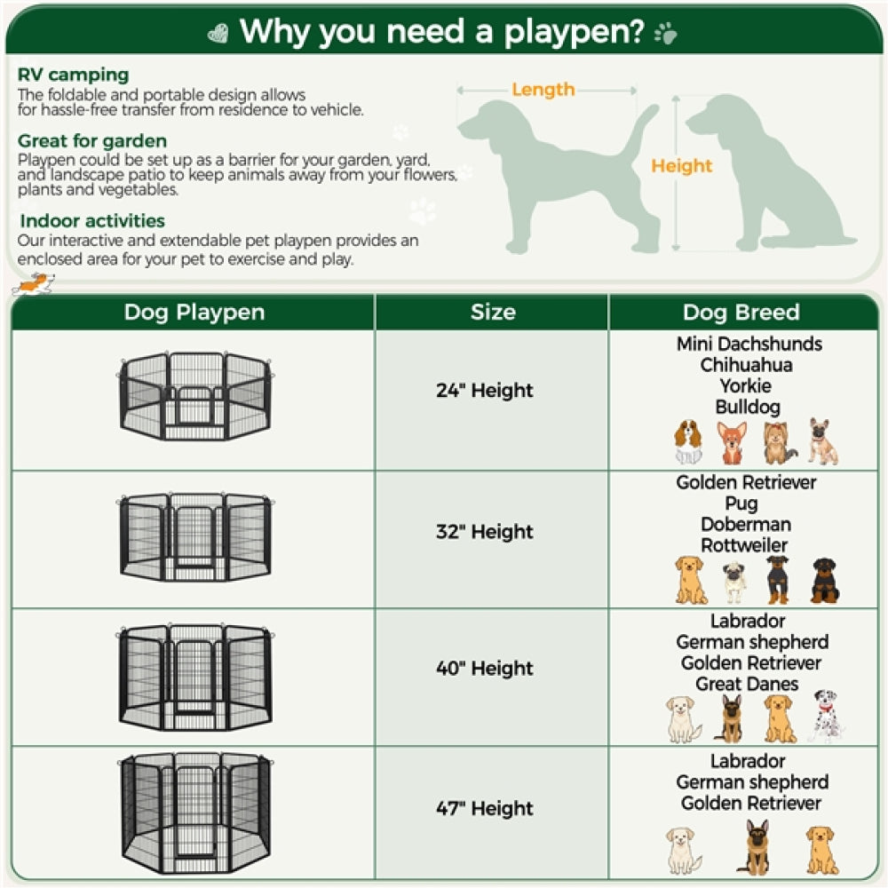 16pcs Dog pen Panels 120cm Height