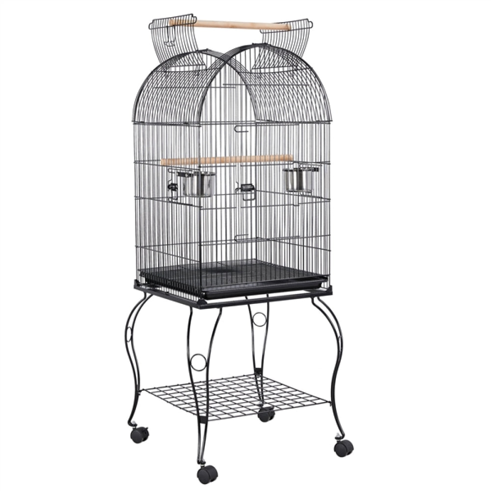 Open Top Metal Bird Cage Rolling Parrot Cage