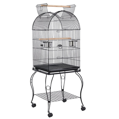 Open Top Metal Bird Cage Rolling Parrot Cage