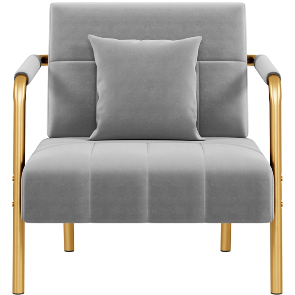 Velvet Accent Armchair with Cozy Pillow