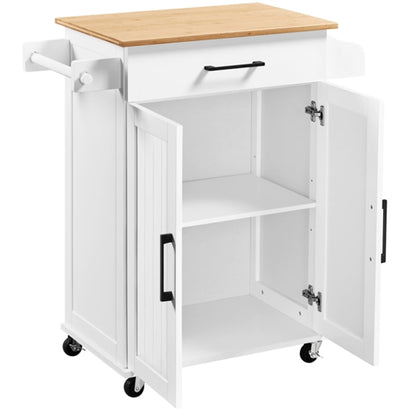 Kitchen Island Cart with Spice Rack Storage Rolling Kitchen Cart