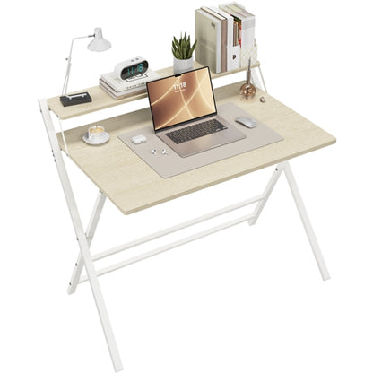 2-Tier Foldable Computer Desk w/ Monitor Shelf