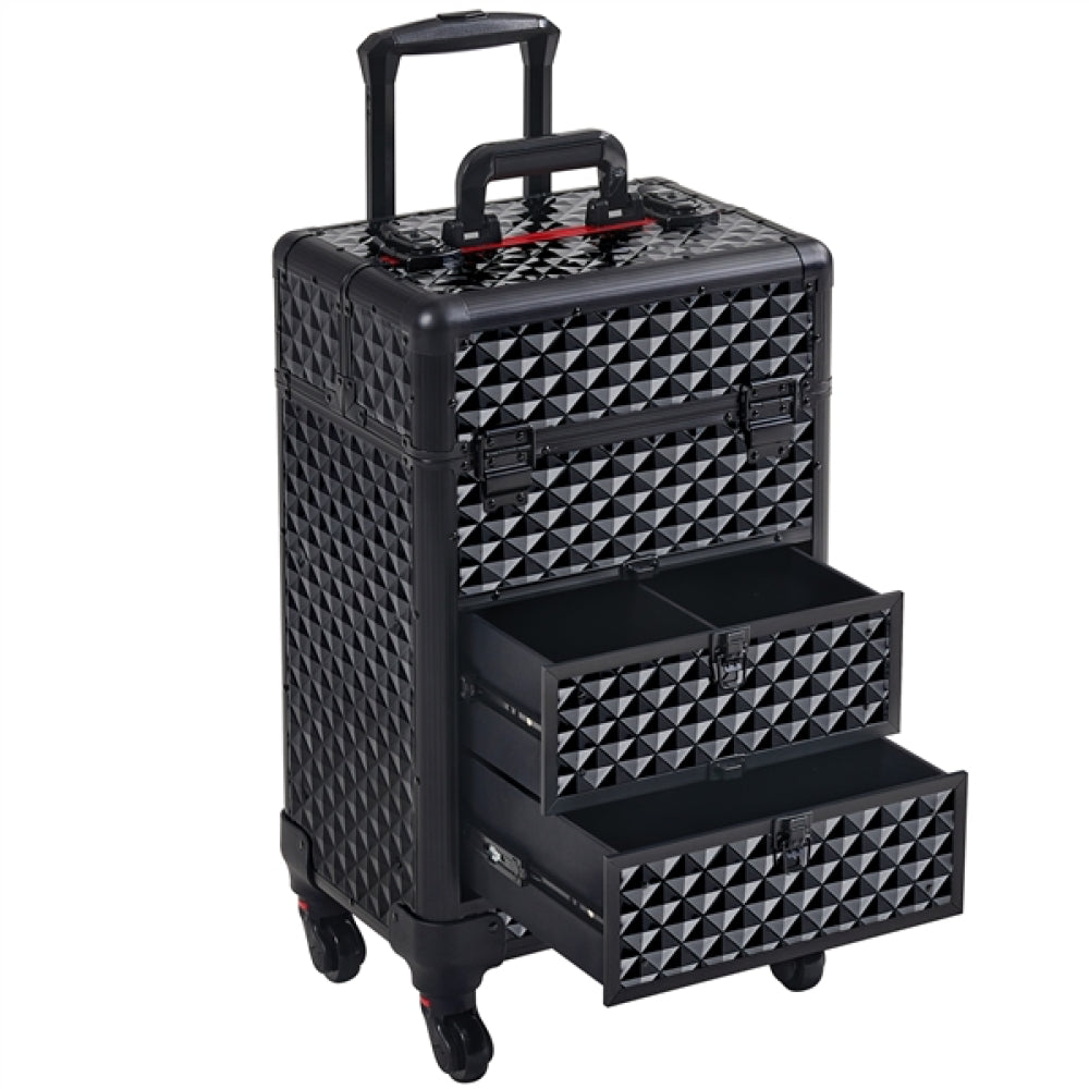 Professional Rolling Makeup Train Case with Drawers