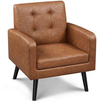 Mid Century Modern Faux Leather Arm Chair