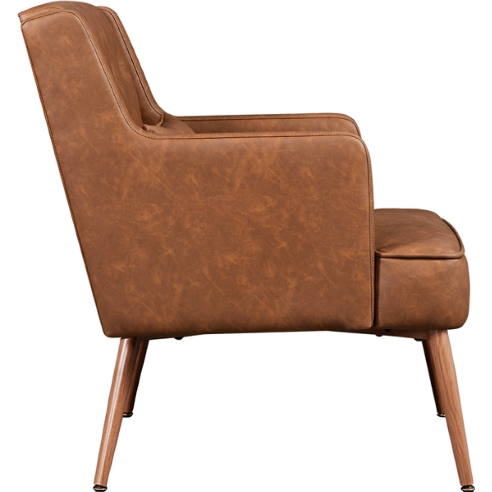 Button-Tufted PU Leather Accent Armchair