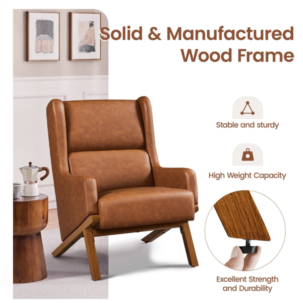 High Back PU Leather Accent Armchair