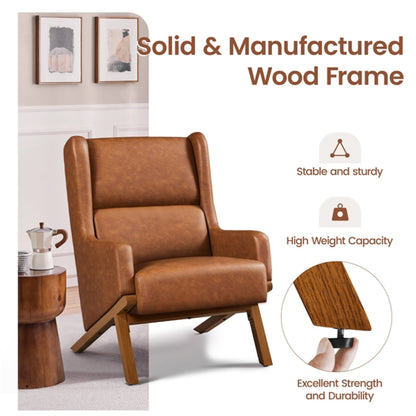 High Back PU Leather Accent Armchair