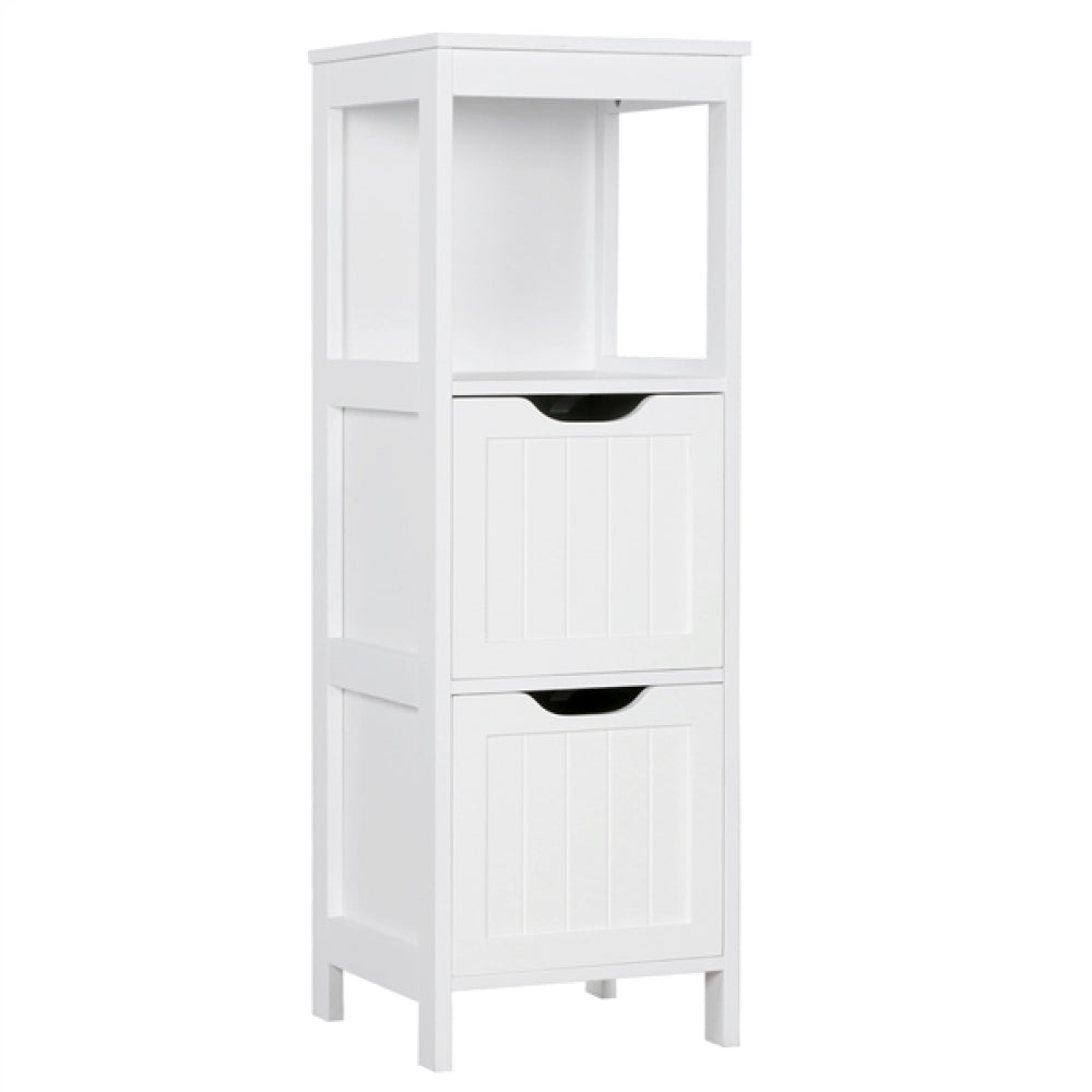 White Bathroom Cabinet 2 Hideaway Drawers 1 Shelf