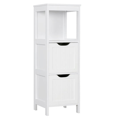 White Bathroom Cabinet 2 Hideaway Drawers 1 Shelf