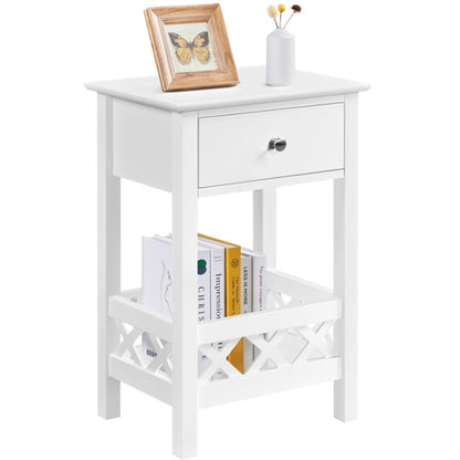Farmhouse Bedside Table with 1 Drawer 1 Shelf with Fence