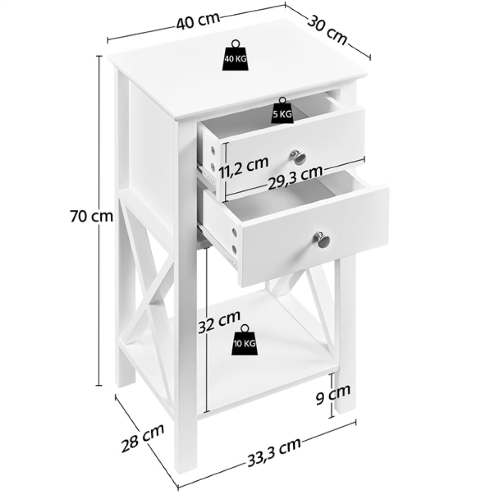 70cm Tall Bedside Table End Table