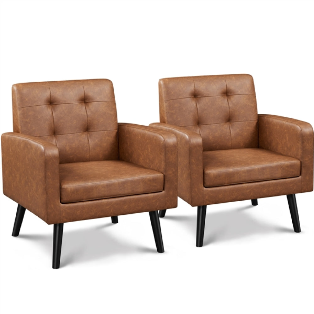 1 pair Faux Leather Armchair