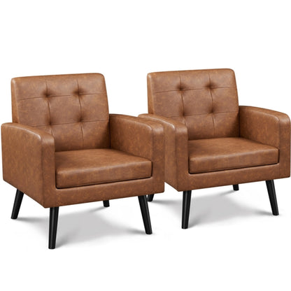 1 pair Faux Leather Armchair