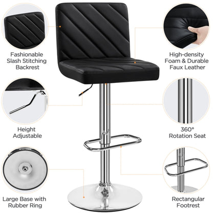 2pcs Modern PU Leather Swivel Bar Stools