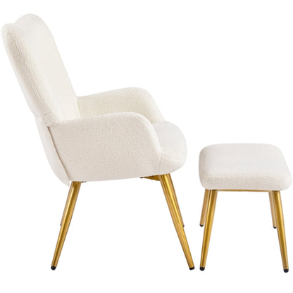 Boucle Accent Chair and Ottoman