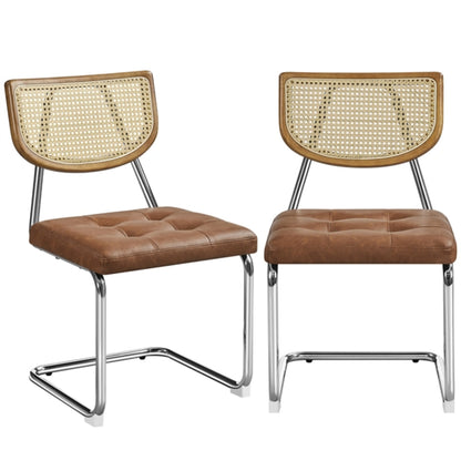 6PCS Mid-Century Modern Dining Chairs with Mesh Rattan Back
