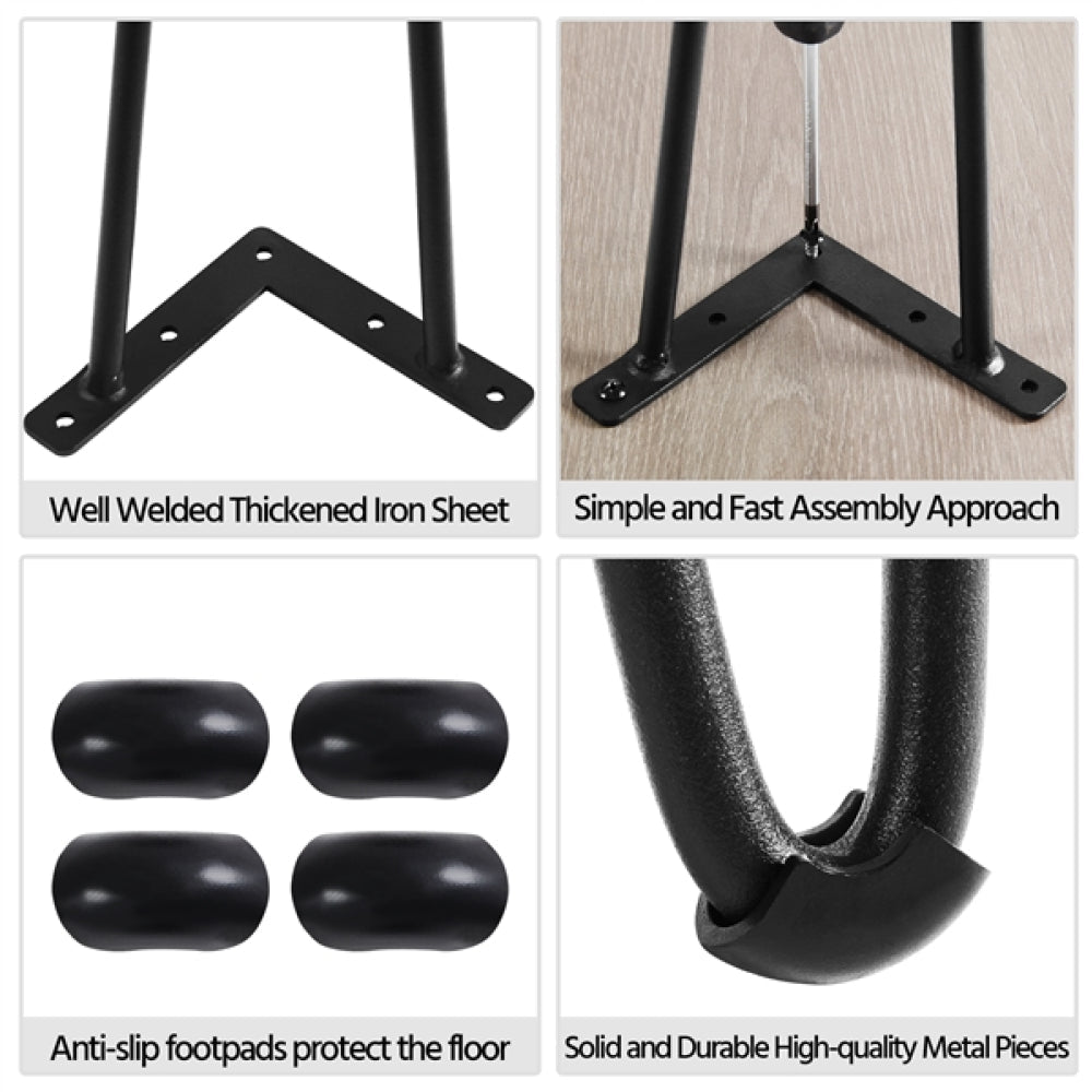 4PCS 16 Inch Solid Hairpin Table Legs 3-Rods