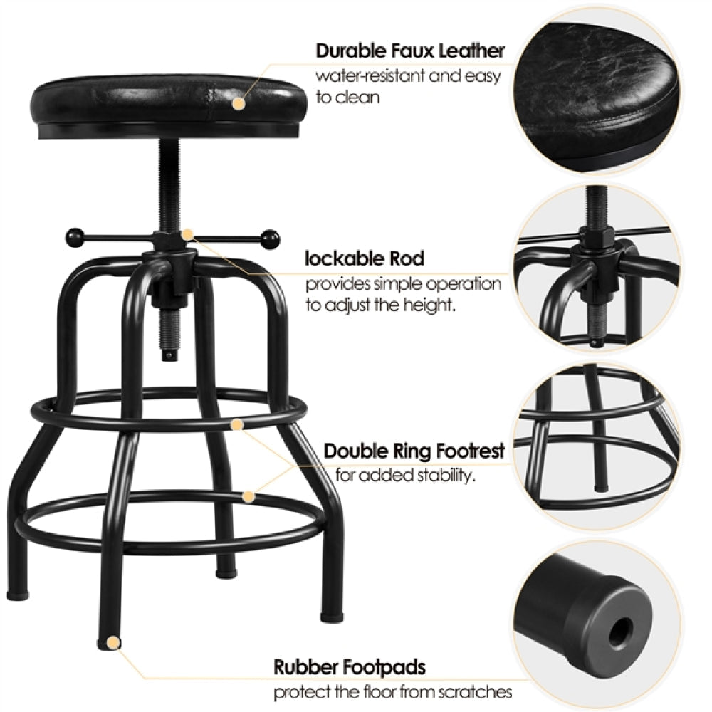 Vintage Industrial Bar Stool Rustic Swivel Bar Stool