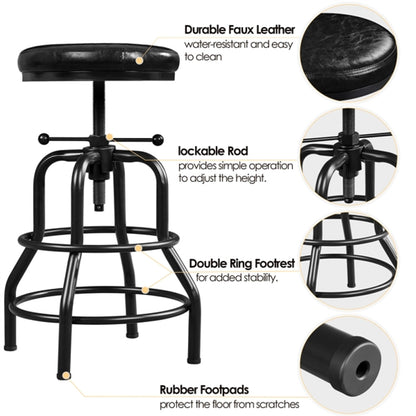 Vintage Industrial Bar Stool Rustic Swivel Bar Stool