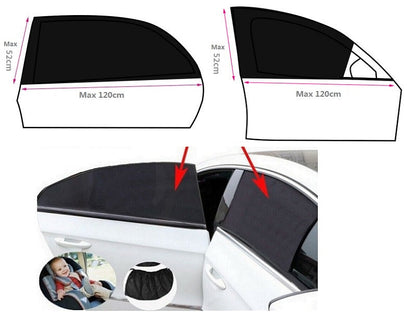 4pcs/set Car Front & Rear Side Window Sun Shade Cover Visor Mesh Shield Sunshade