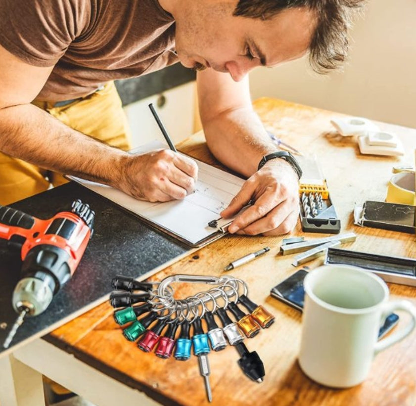 12PCS 1/4 Inch Hex Shank Screwdriver Bits Holder Extension Bar Keychain Screw