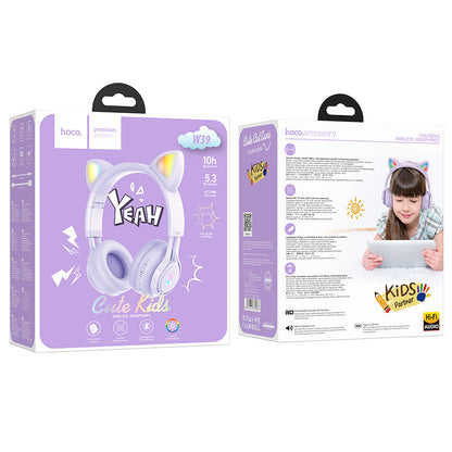 Hoco Cat Ear Bluetooth Headphones for Girls and Kids Ages 3+ W39